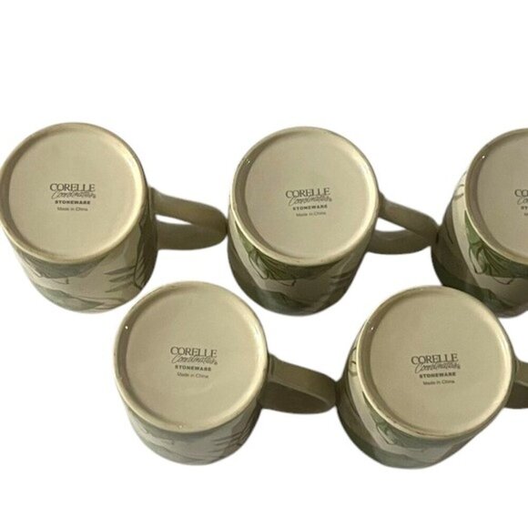 Corelle Textured Leaves 3 7/8" Stoneware Mugs Set of 7 - Picture 7 of 9
